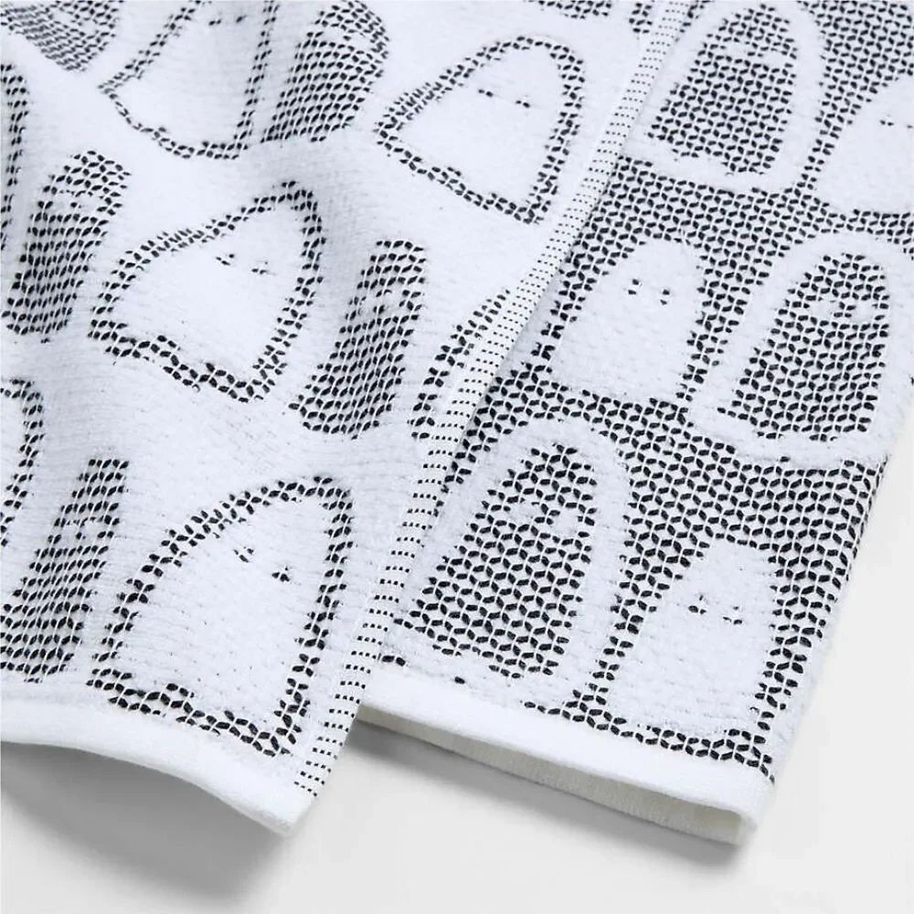 Crate & Barrel Organic Cotton Textured Terry Ghost Dish Towels Set of 2 - New
